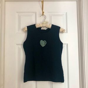 Swarovski Krystallwelten Crystal Heart Embellished Black Tank Top